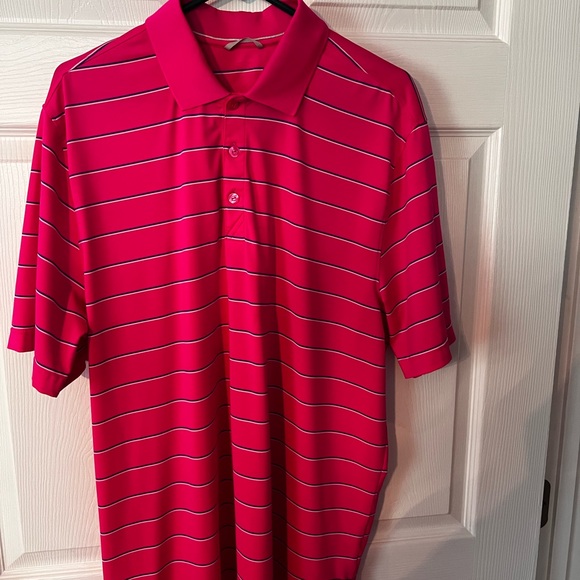 Cutter & Buck Other - Cutter & Buck Bright Pink Polo with White Stripes